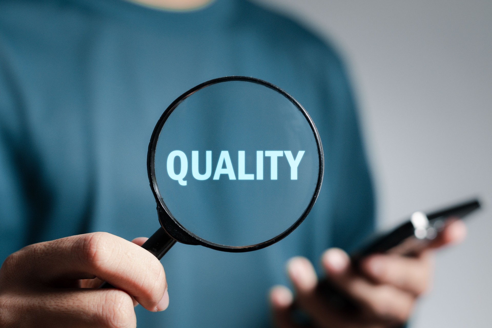 Business standard auditing quality control certification. Quality control assurance standards business concept.